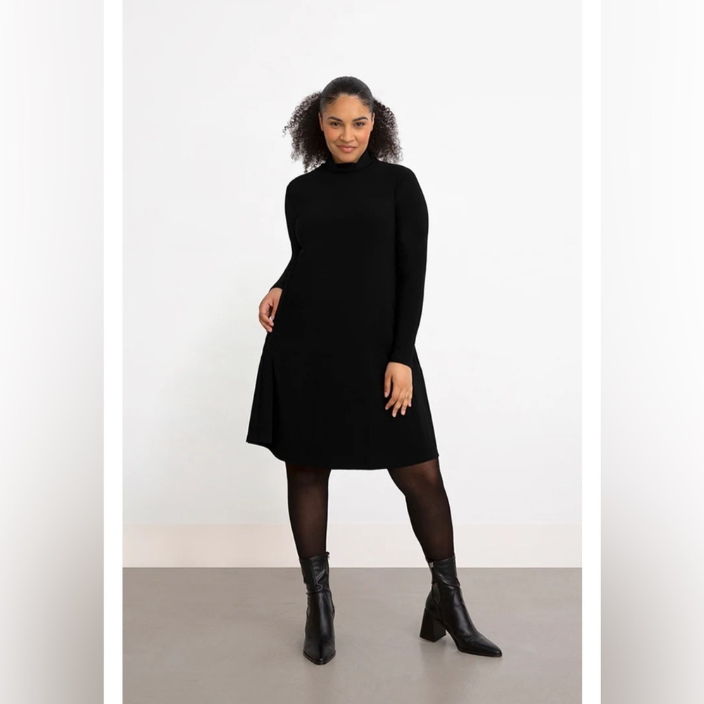 Sympli | Turtleneck Trapeze Long Sleeve Dress